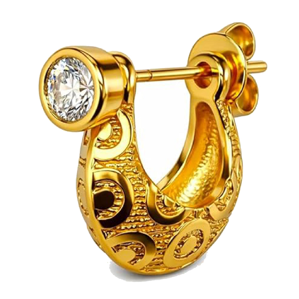Round Crystal Big Textured Design Singel Kaju Bali Stud