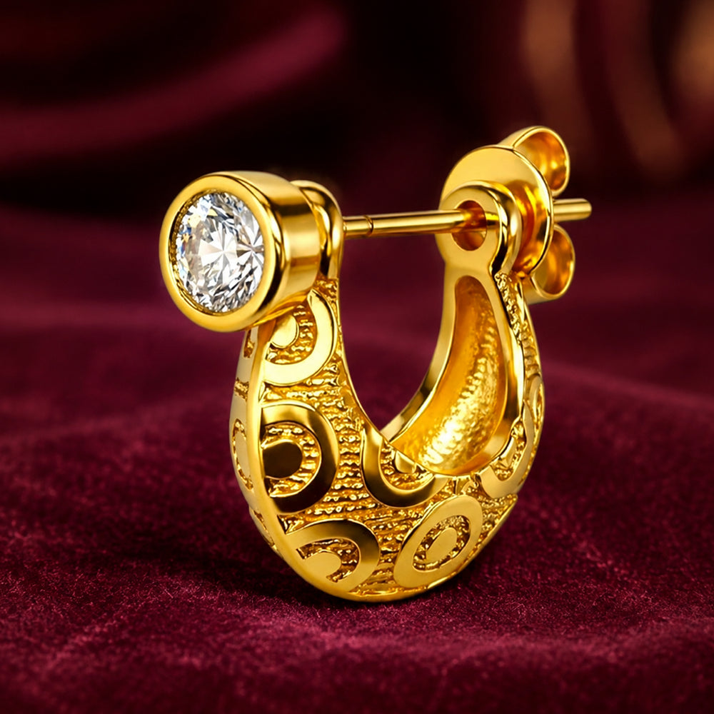Round Crystal Big Textured Design Singel Kaju Bali Stud