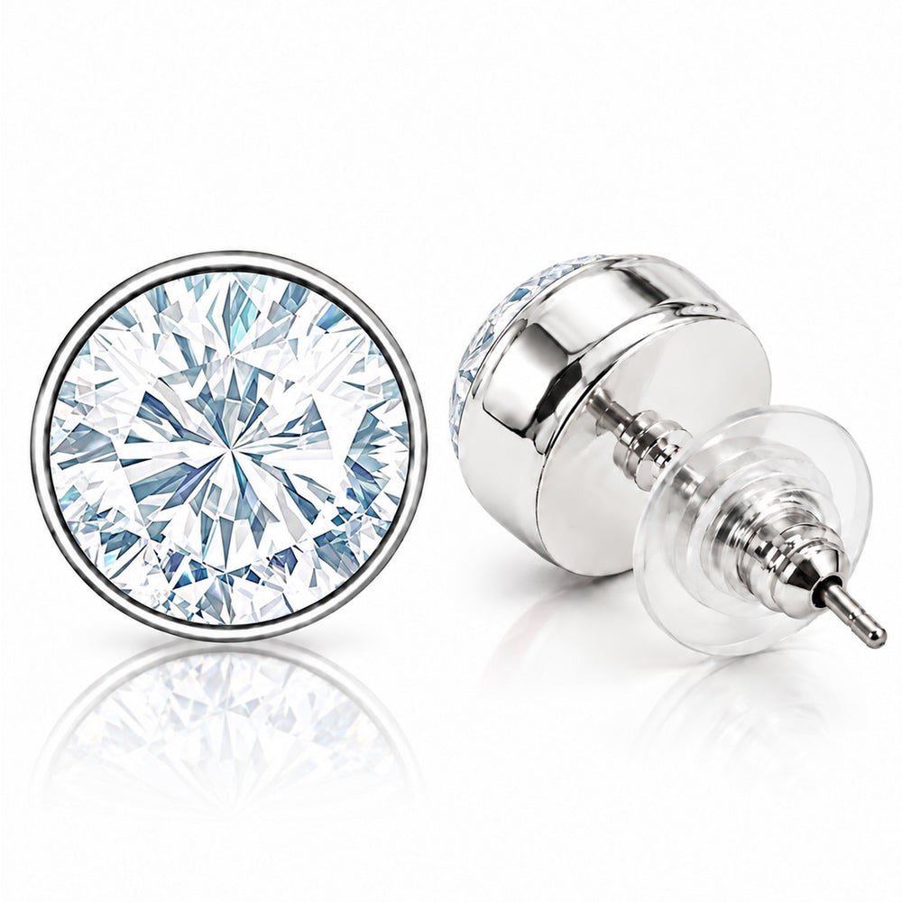 Classic Round Solitaire CZ Men's Single Stud Earring