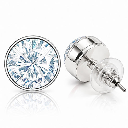 Classic Round Solitaire CZ Men's Single Stud Earring