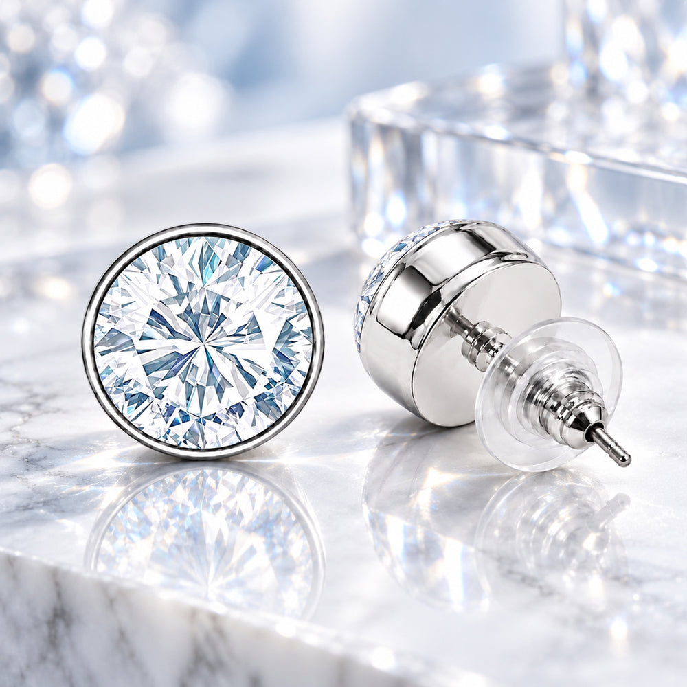 Classic Round Solitaire CZ Men's Single Stud Earring