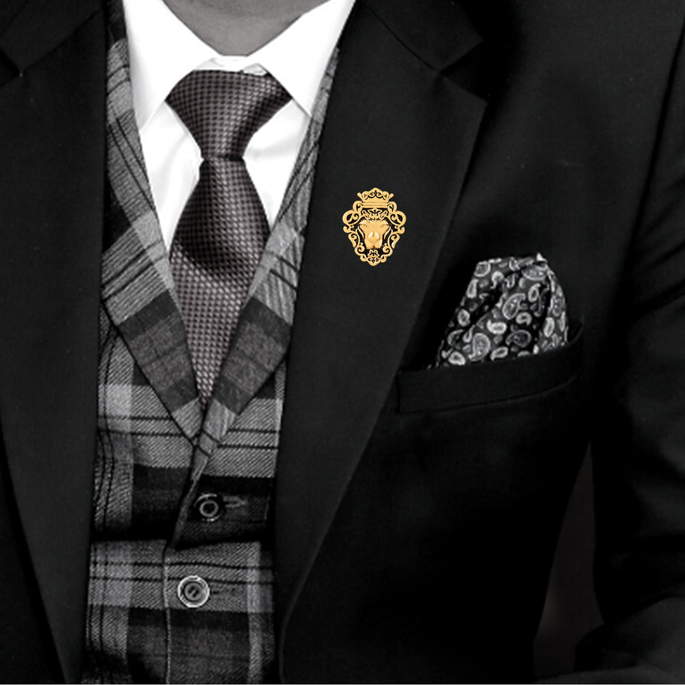 Lion Face Lapel Pin Brooch