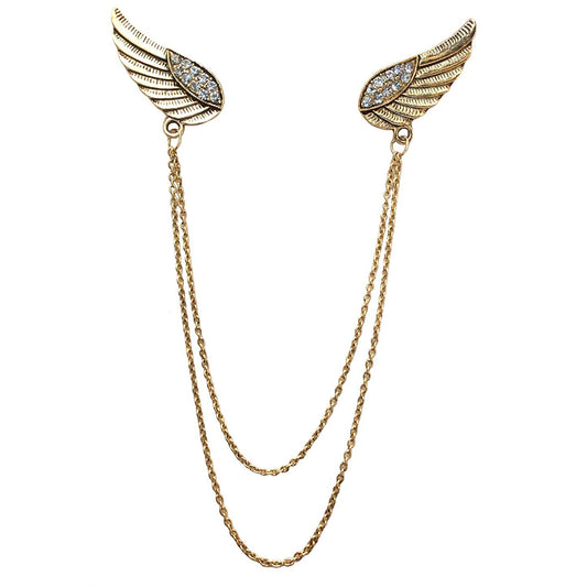 Unisex Golden Double Wing Chain Brooch