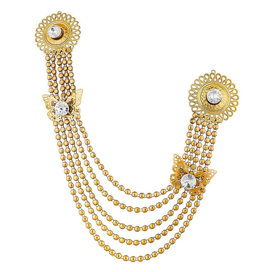 Gold Antique Double Butterfly Chain Brooch for Men & Women
