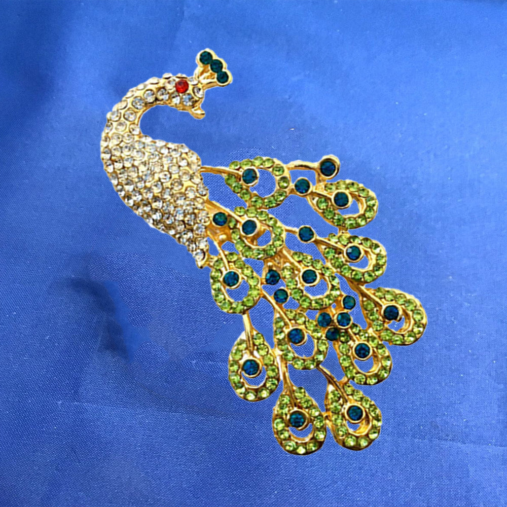 Crystal Studded Beautiful Peacock Brooch