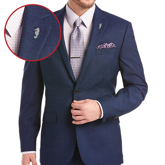 Gleaming Crystal Sea Horse Unisex Lapel Pin