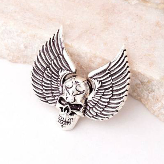 Skull and Wings Shirt Stud Brooch Pin