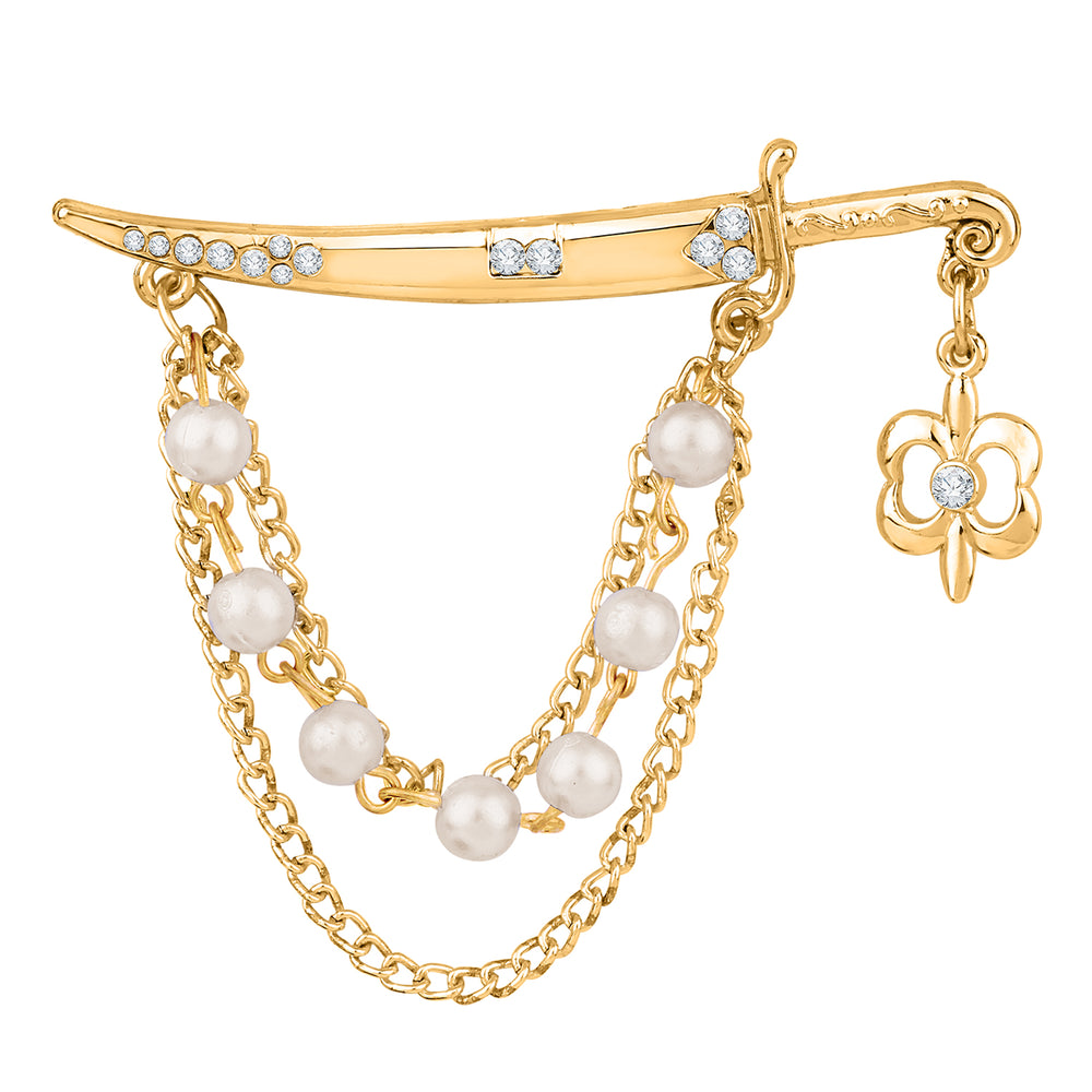 Sword Shape Tripple Layer Chain Brooch