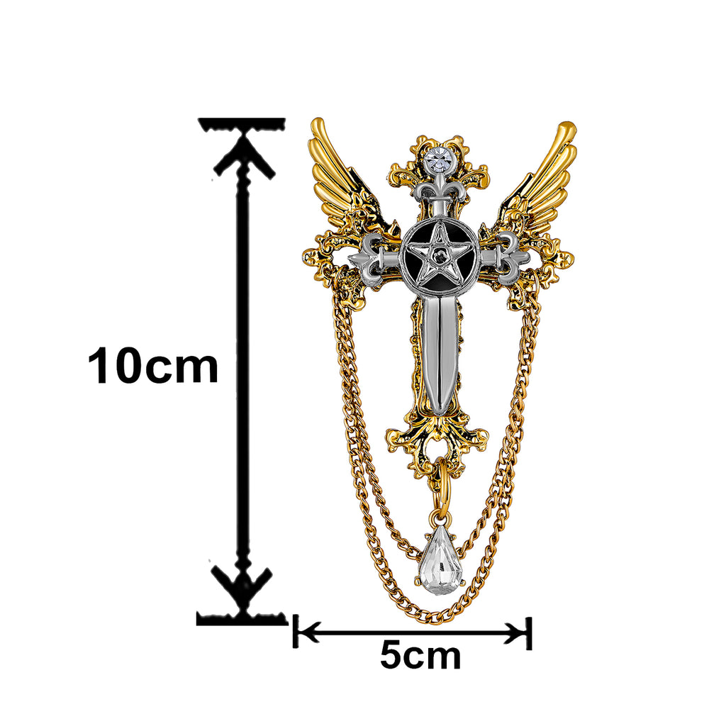 Black Cross and Wings Brooch