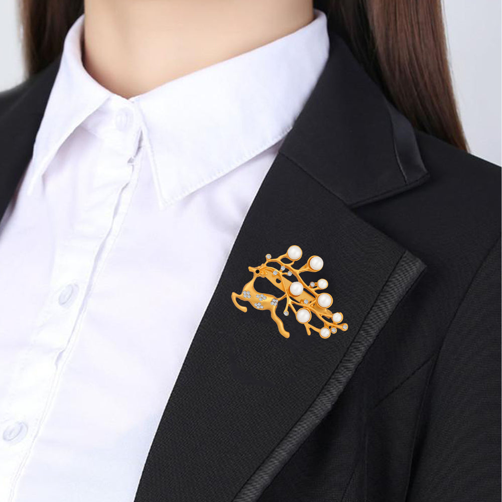 Running Deer Shaped Shirt Stud / Brooch Lapel Pin