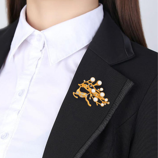 Running Deer Shaped Shirt Stud / Brooch Lapel Pin