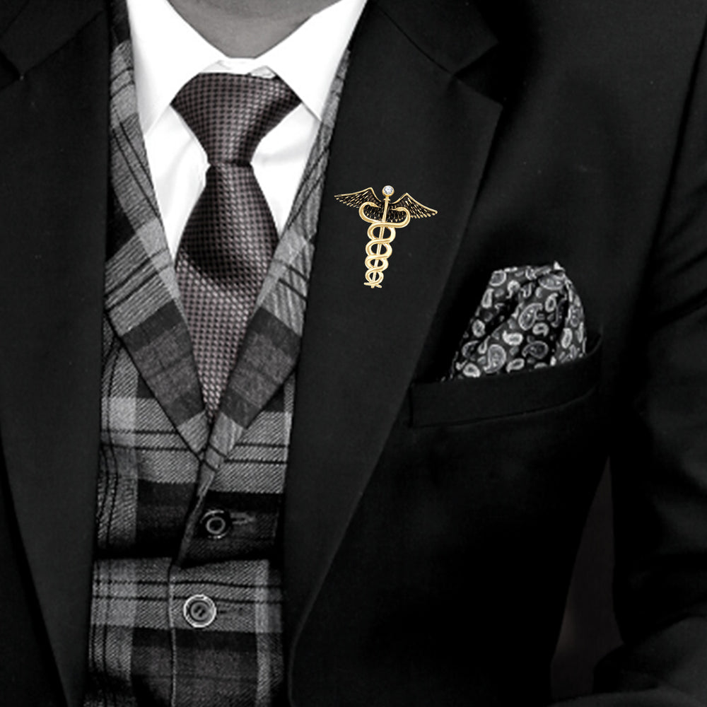 Caduceus Doctor's Brooch / Lapel Pin