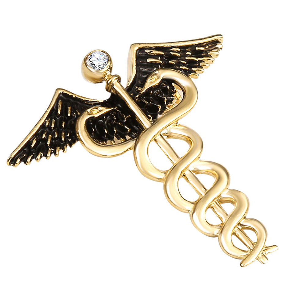 Caduceus Doctor's Brooch / Lapel Pin