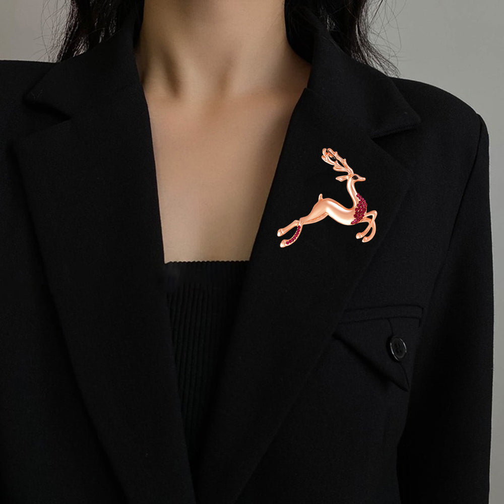 Running Deer Shaped Womens Brooch / Saree Pin