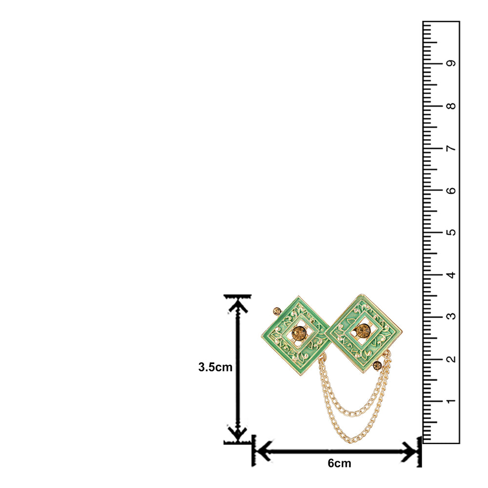 Meenakari Work Dual Rhombus Shaped Hanging Chains Brooch