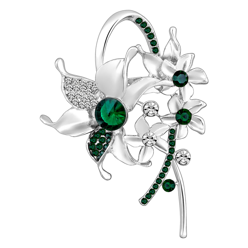Floral Shaped Studded Saree Pin / Wedding Brooch