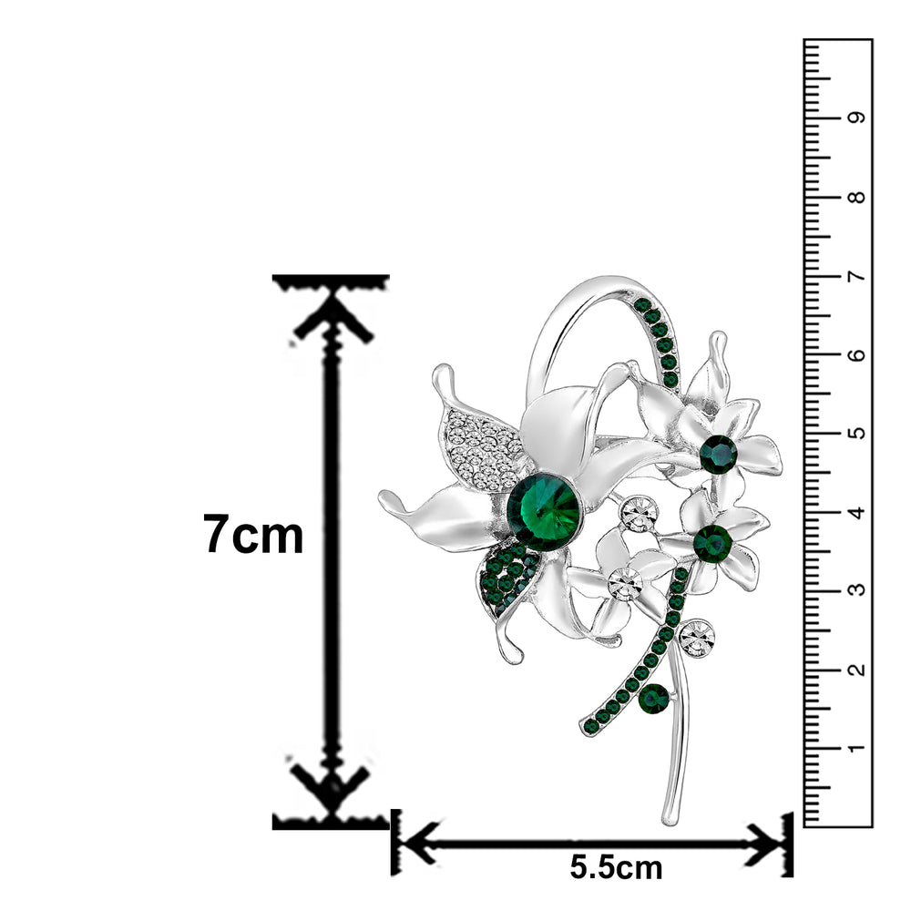 Floral Shaped Studded Saree Pin / Wedding Brooch
