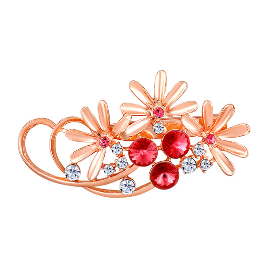 Floral Shaped Studded Saree Pin / Wedding Brooch