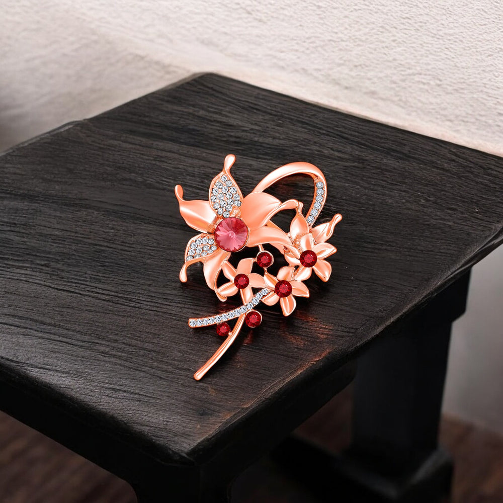 Floral Shaped Studded Saree Pin / Wedding Brooch