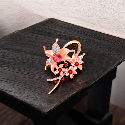 Floral Shaped Studded Saree Pin / Wedding Brooch