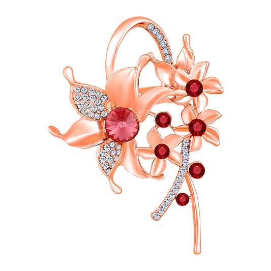 Floral Shaped Studded Saree Pin / Wedding Brooch