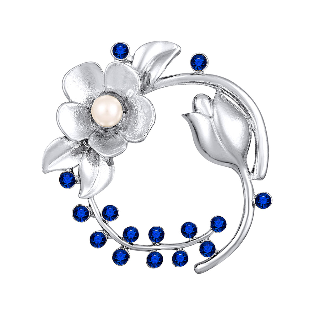 Floral Shaped Studded Saree Pin / Wedding Brooch