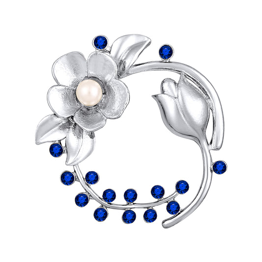 Floral Shaped Studded Saree Pin / Wedding Brooch
