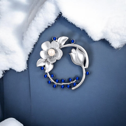 Floral Shaped Studded Saree Pin / Wedding Brooch