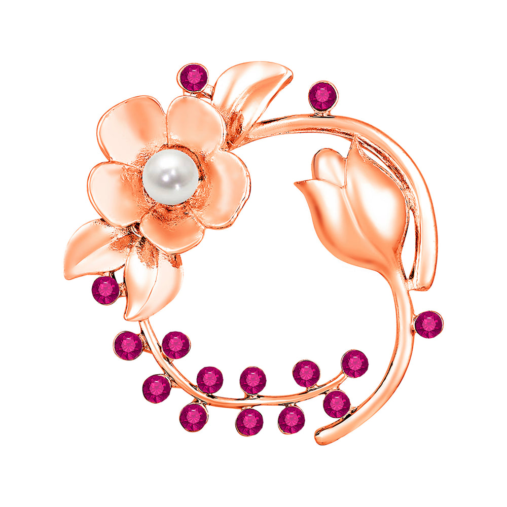 Floral Shaped Studded Saree Pin / Wedding Brooch
