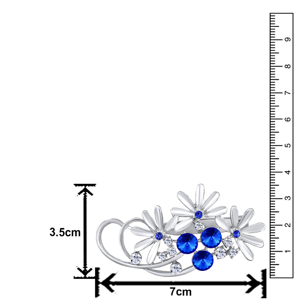 Floral Shaped Studded Saree Pin / Wedding Brooch