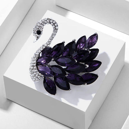 Sparkling Crystals Swan Brooch / Lapel Pin for Women