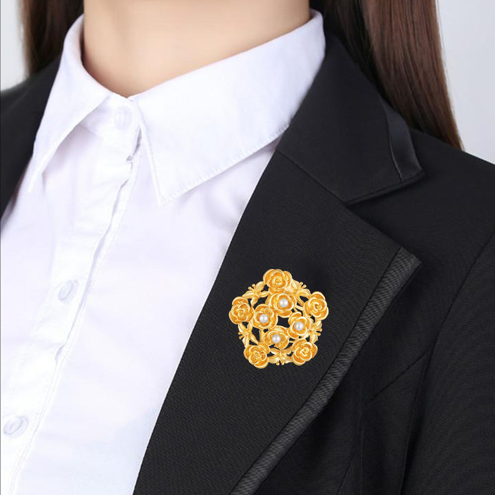 Rose Flower Bouquet Saree Pin Brooch