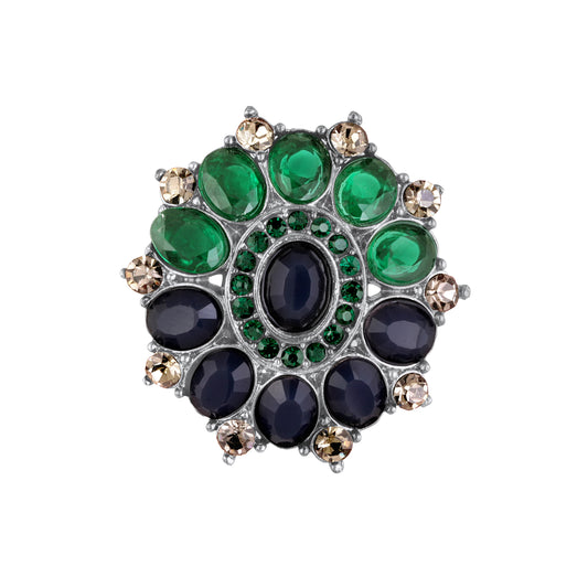 Gleaming Multicolor Crystals Saree Pin Brooch