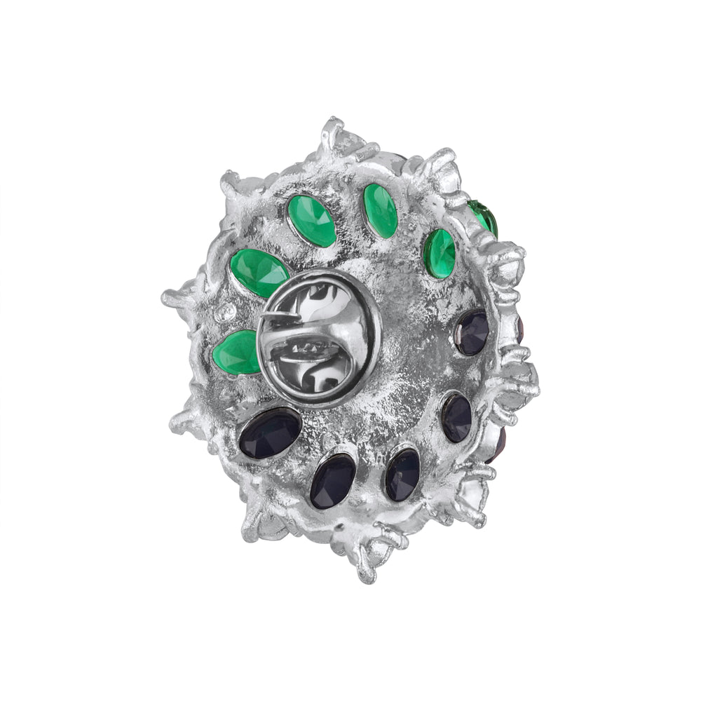 Gleaming Multicolor Crystals Saree Pin Brooch
