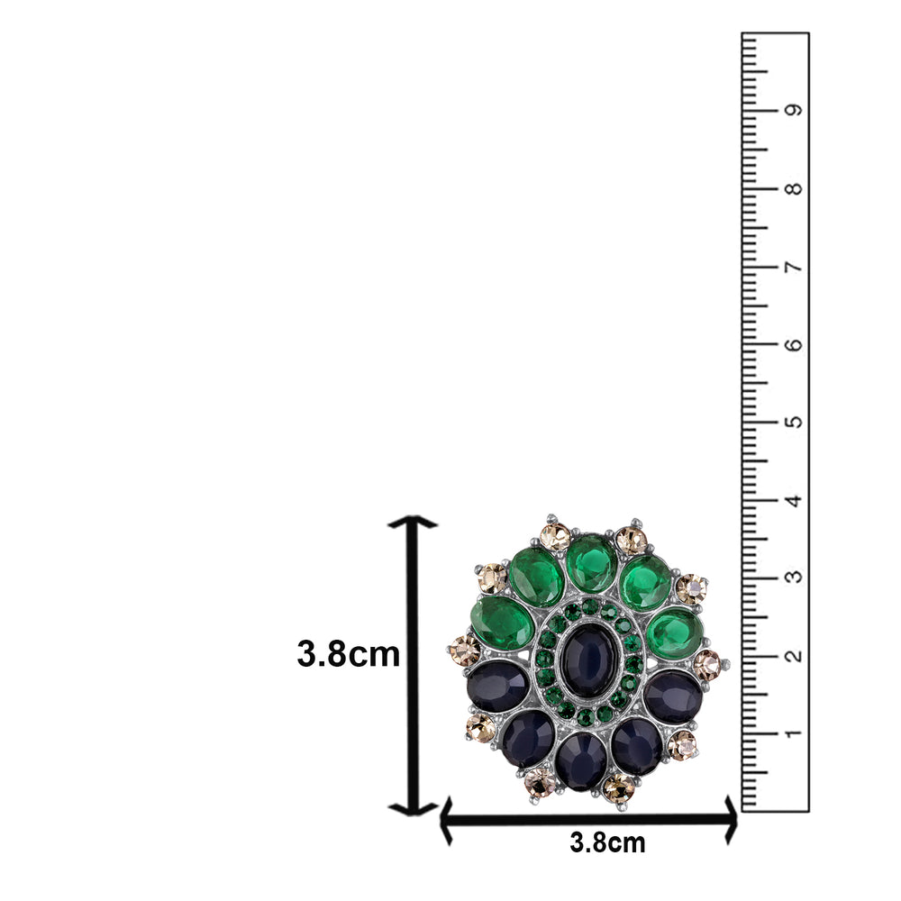 Gleaming Multicolor Crystals Saree Pin Brooch
