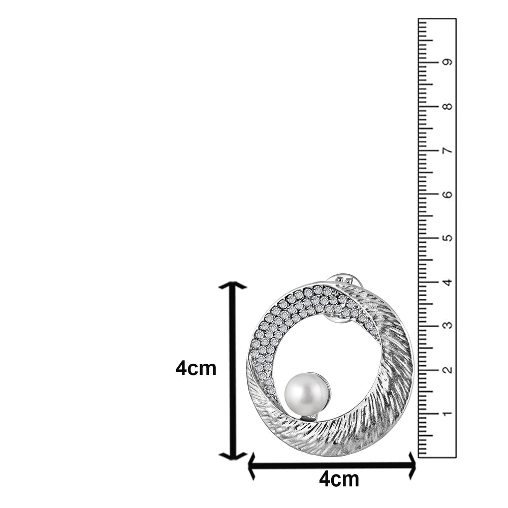 Artificial Pearl Silver Color Saree Pin Brooch