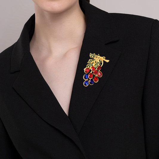 Multicolor Crystals Vintage Leaf Brooch Saree Pin
