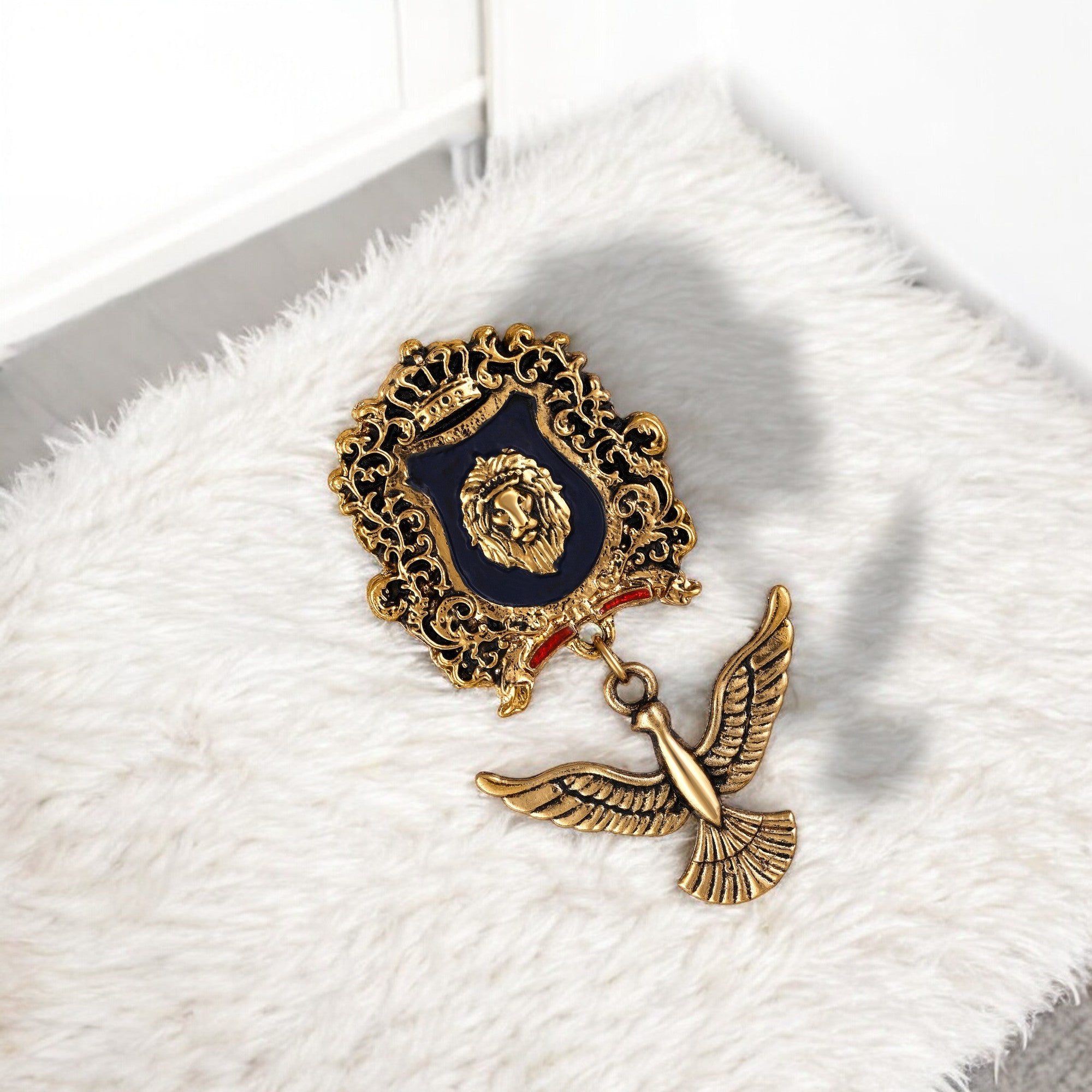 Lion Face and Bird Shaped Indowestern Brooch