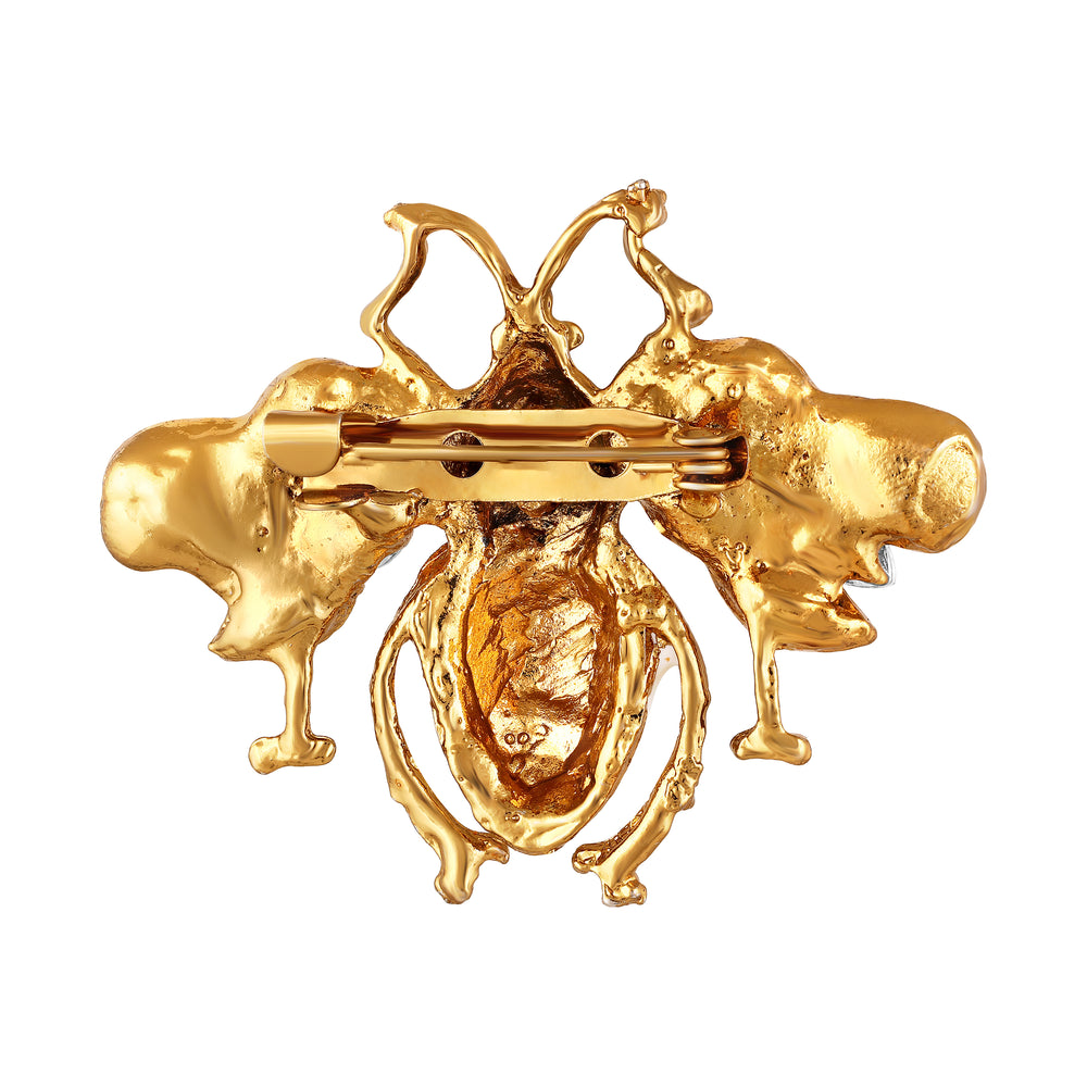 White Meenakari Bee-Shaped Brooch / Lapel Pin