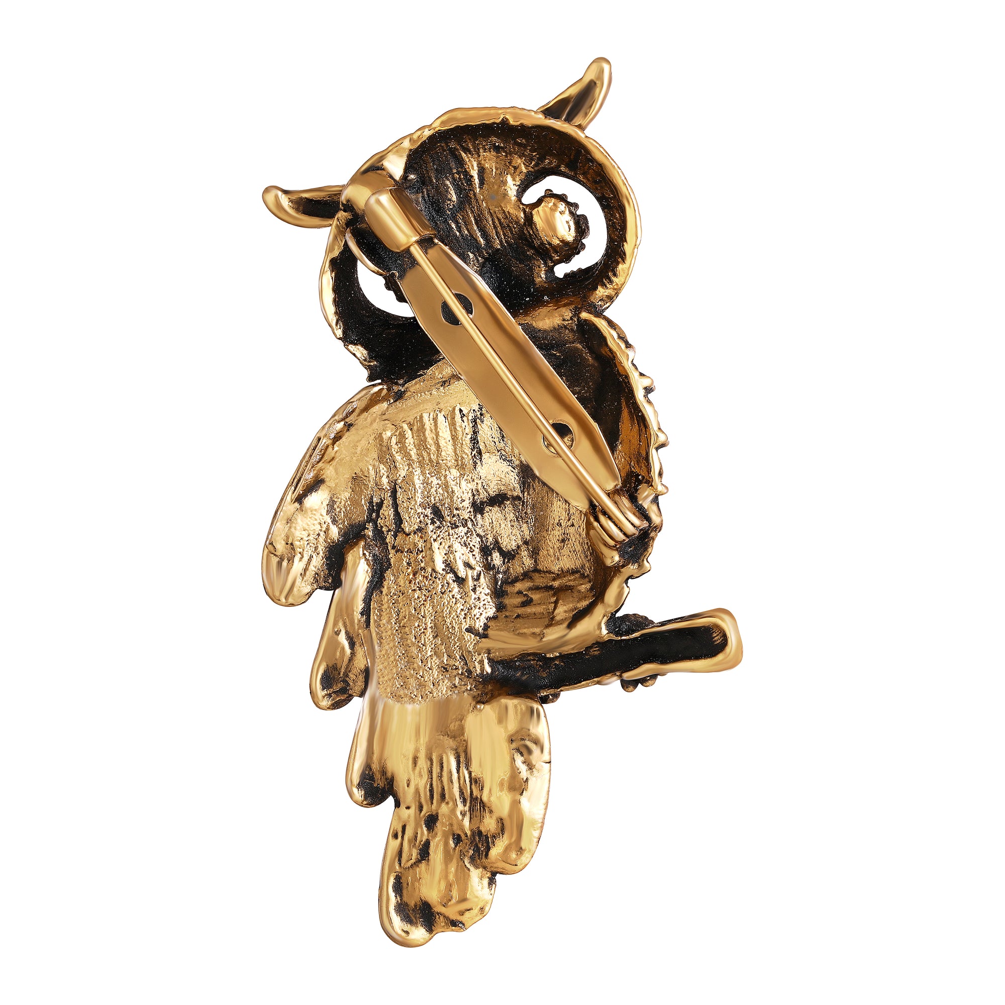 Vintage Owl-Shaped Studded Brooch / Lapel Pin