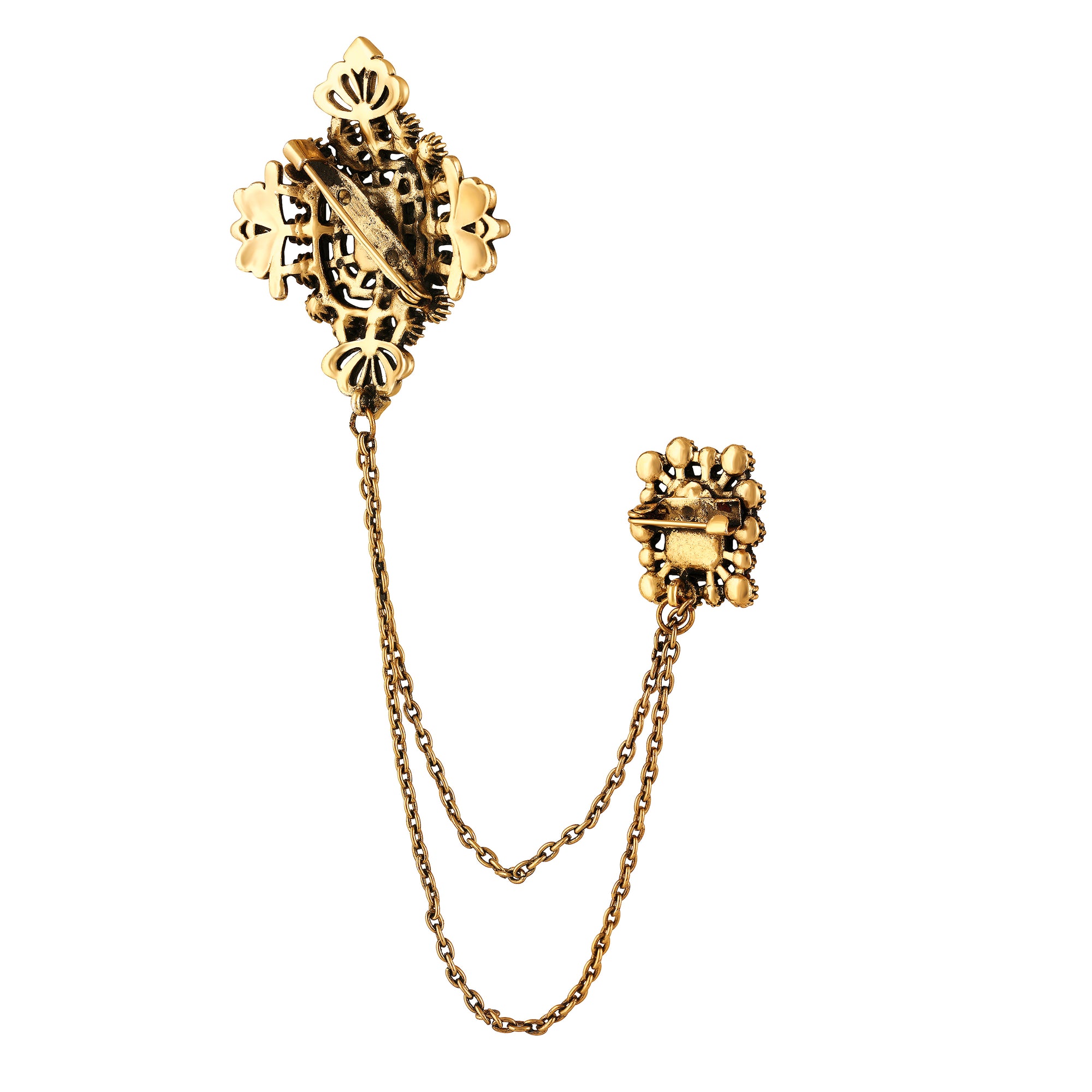 Victorian Style Filigree Dazzling Chain Brooch