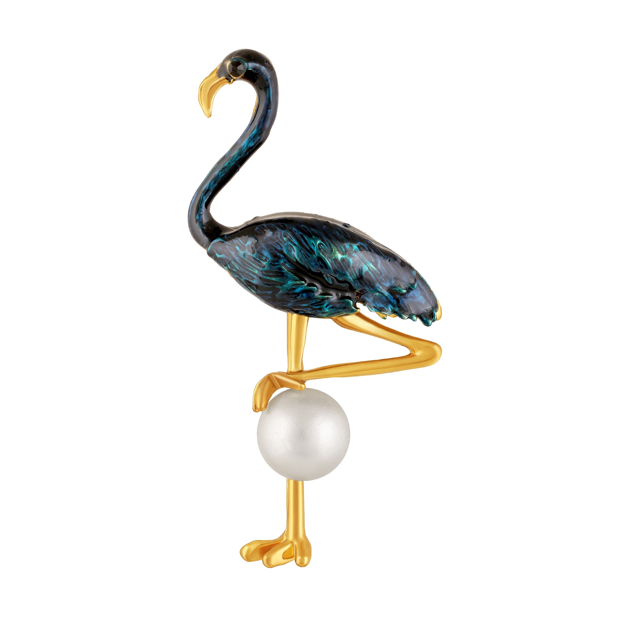 Meenakari Work Flamingo-Shaped Brooch