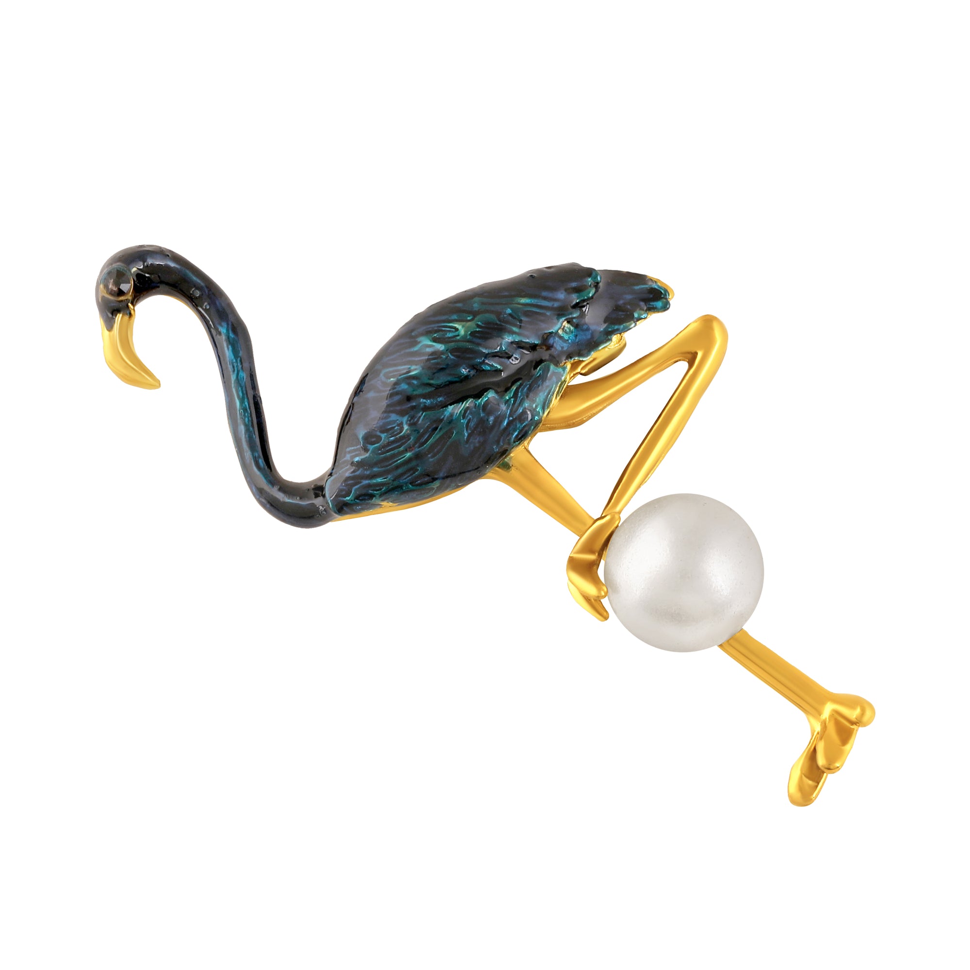 Meenakari Work Flamingo-Shaped Brooch