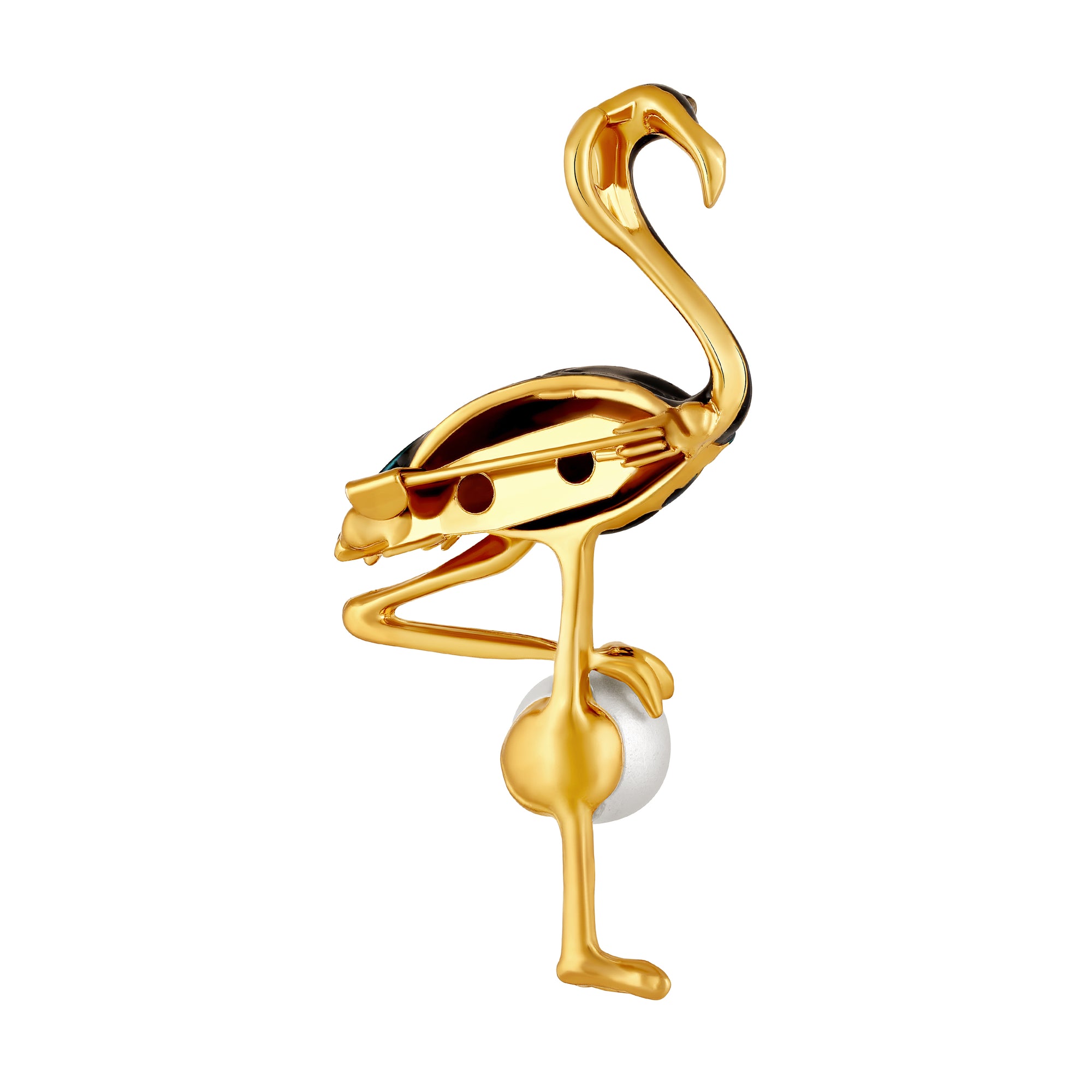 Meenakari Work Flamingo-Shaped Brooch