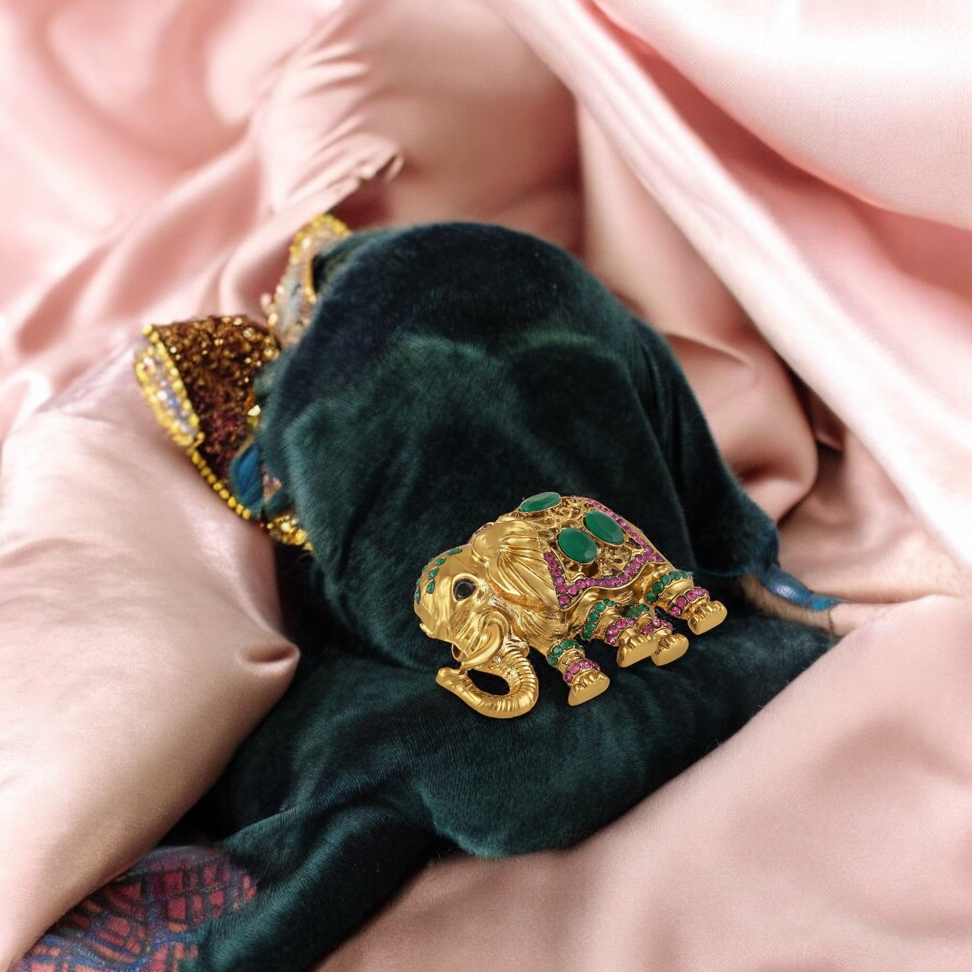 Elephant-Shaped Studded Wedding Brooch