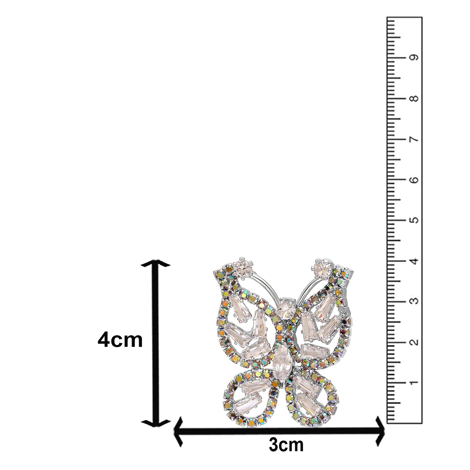 Butterfly-Shaped Studded Brooch Lapel Pin