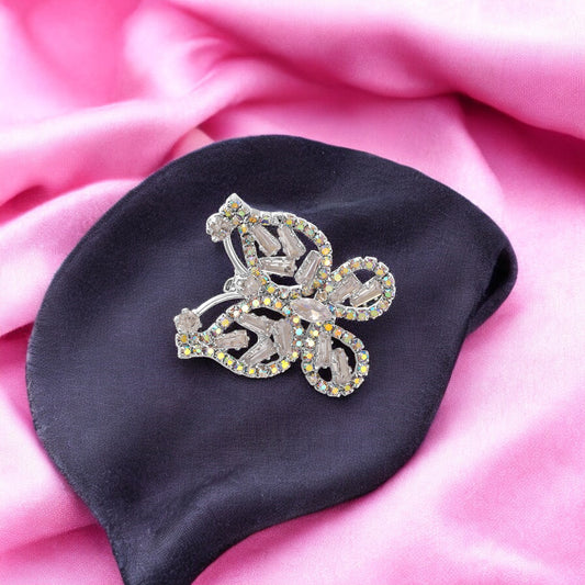 Butterfly-Shaped Studded Brooch Lapel Pin