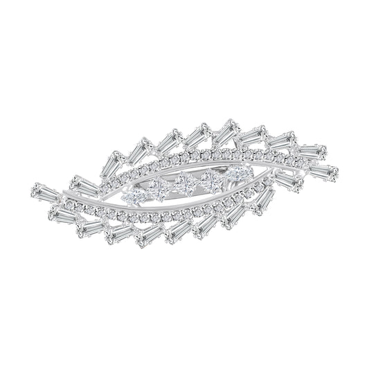 White Cubic Zirconia (CZ) Studded Saree Pin Brooch