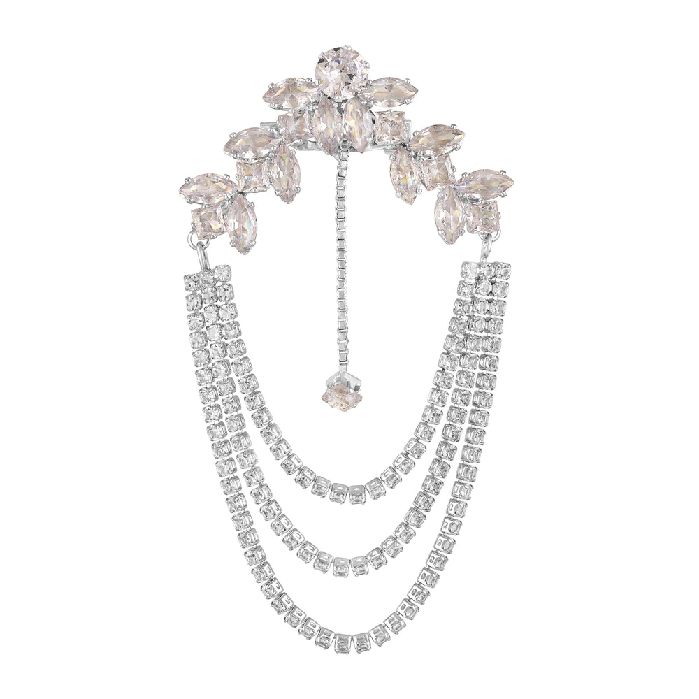 White Cubic Zirconia (CZ) Studded Indowestern Brooch
