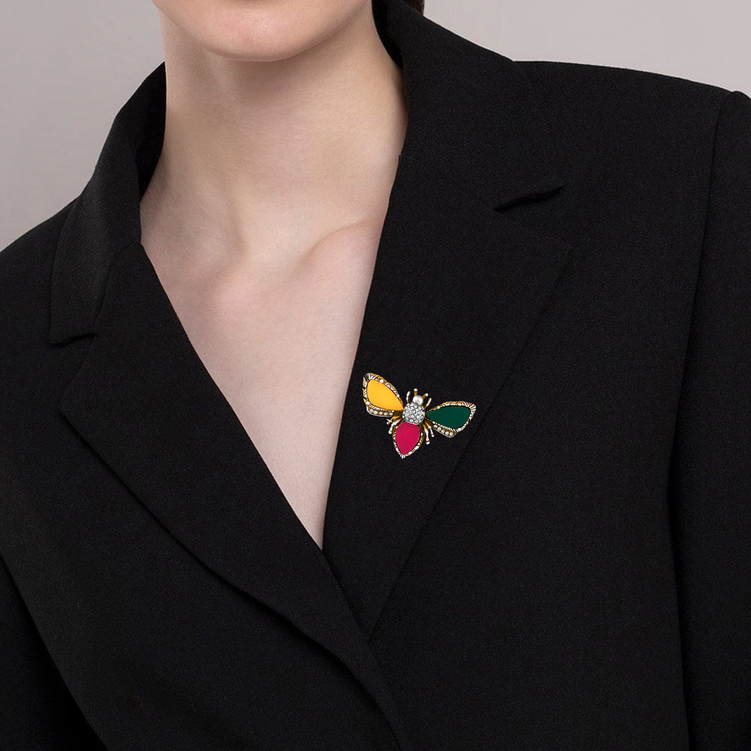 Two Tone Bee-Shaped Brooch / Lapel Pin